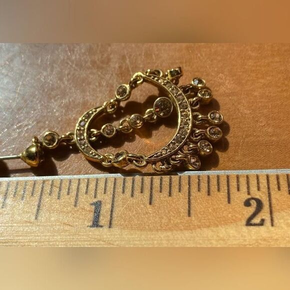 Monet Dangle Chandelier Earrings Gold Tone Rhinestone Fringe Drop Women Pierced - Picture 4 of 4